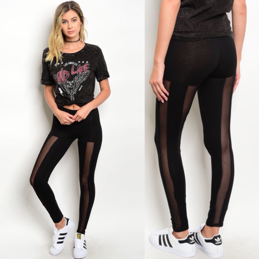 Black Cutout/Mesh Leggings Sizes M, L